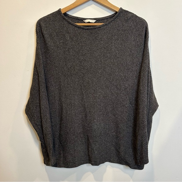 H&M Ribbed Long Dolman Sleeve Top Grey - Picture 2 of 7